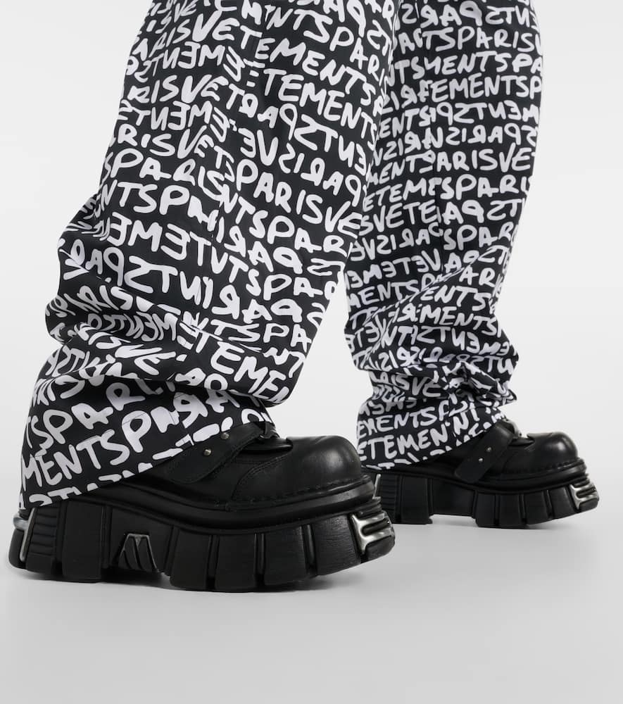 Printed high-rise cotton wide-leg pants