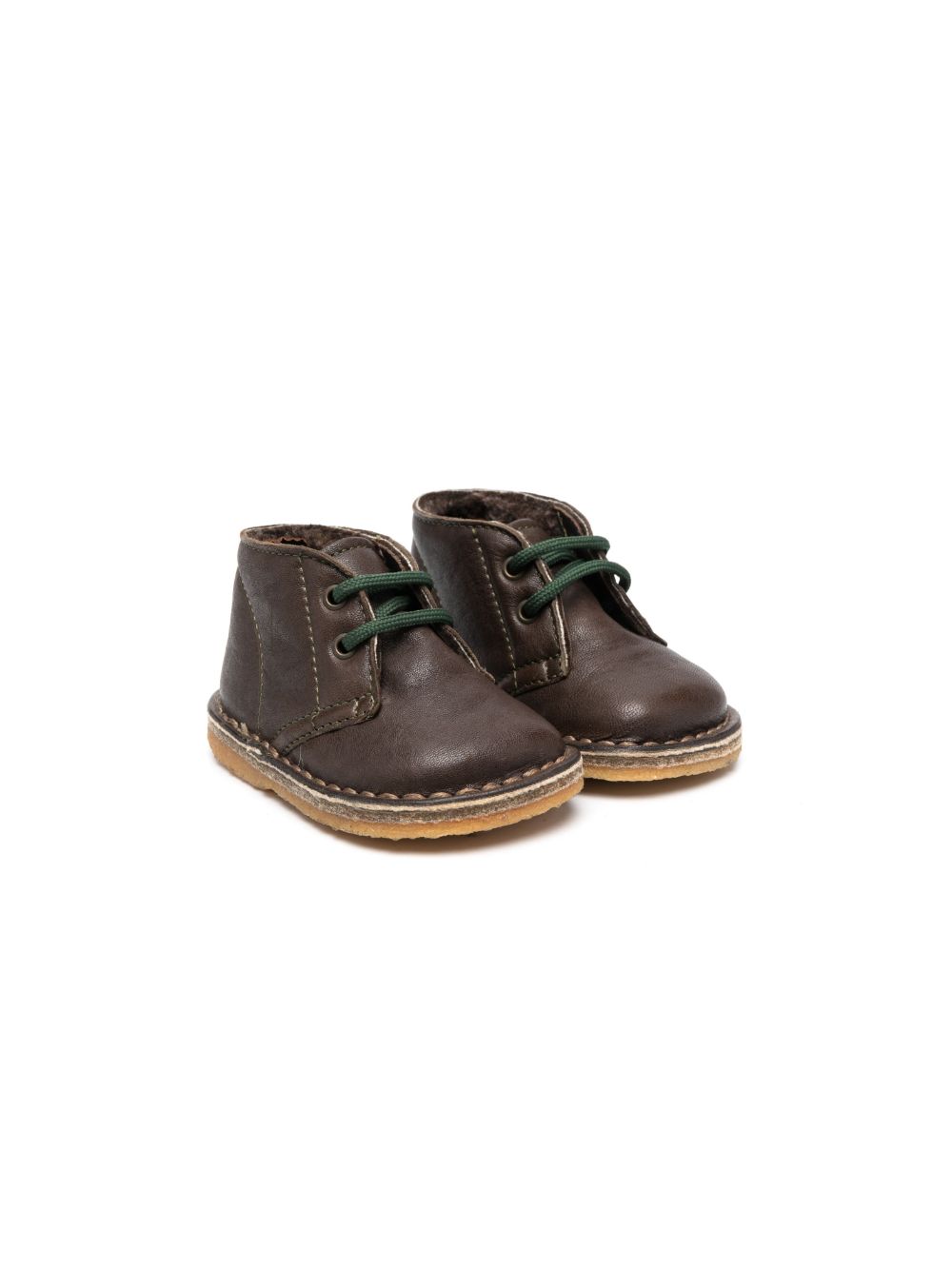 Round-toe lace-up boots - Green