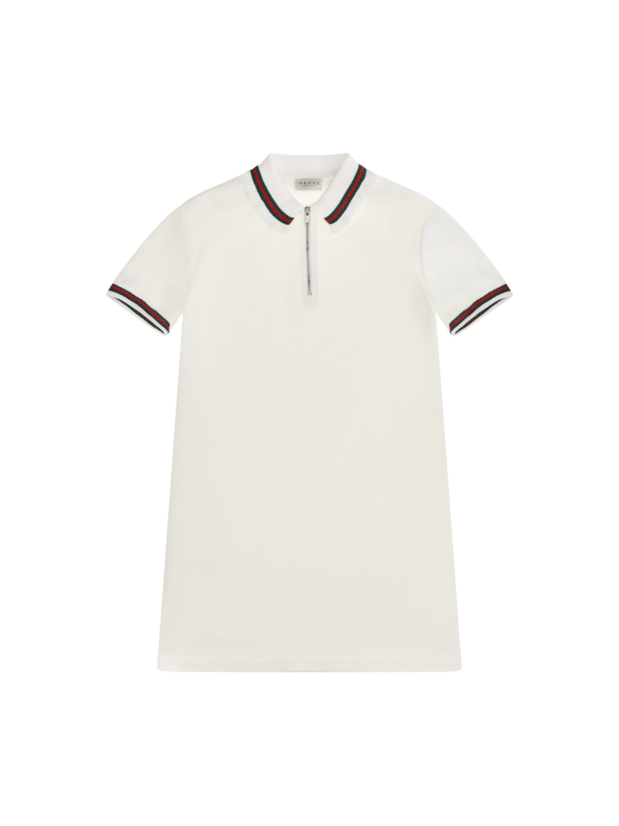 Web Stripe Jersey Polo Dress — White