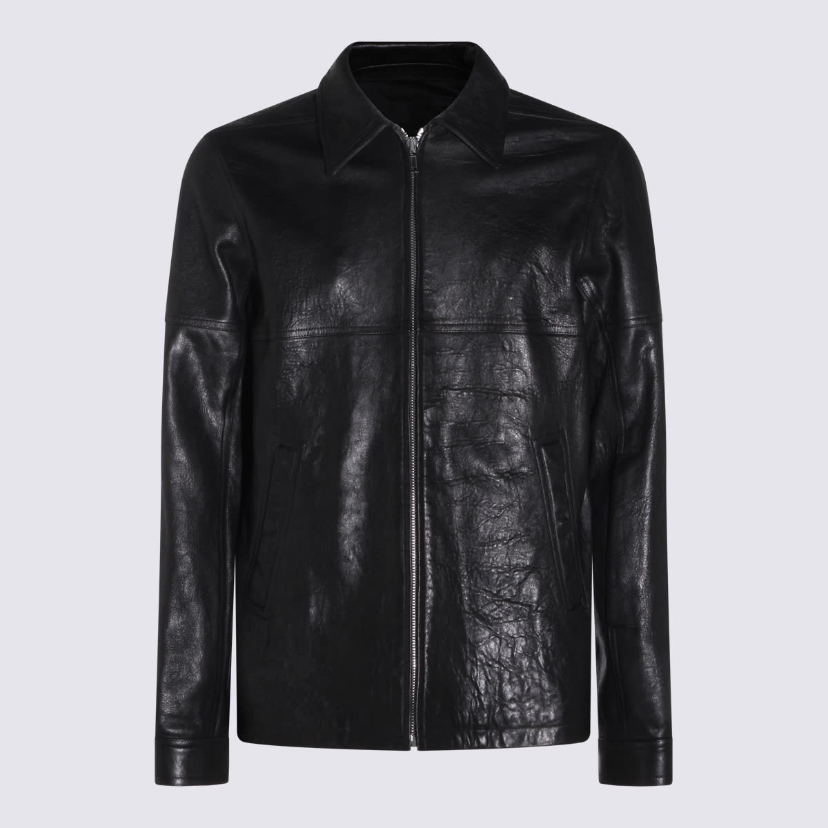 Rick Owens - brad leather jacket concealed zip pocket