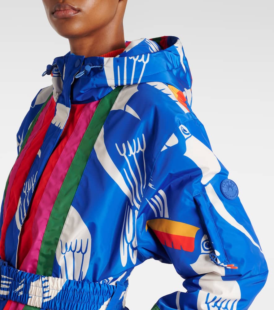 Farm Rio Colorblocked printed ski jacket