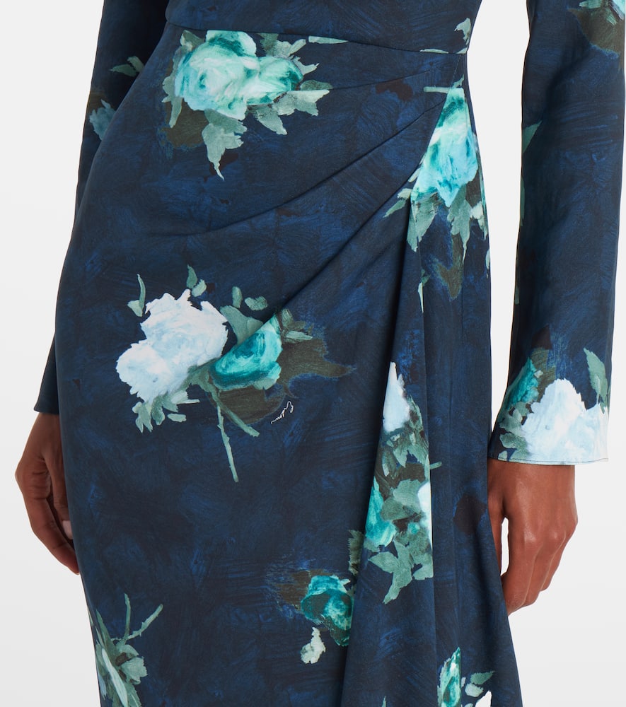 Floral draped cady midi dress