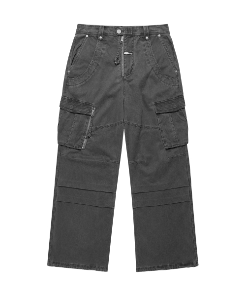 WASHED MILITARY CARGO PANTS CHARCOAL