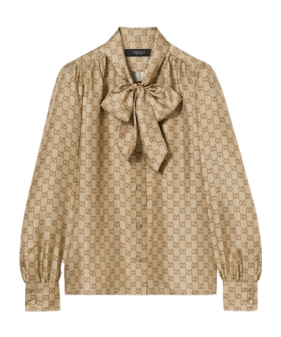 Printed silk twill shirt