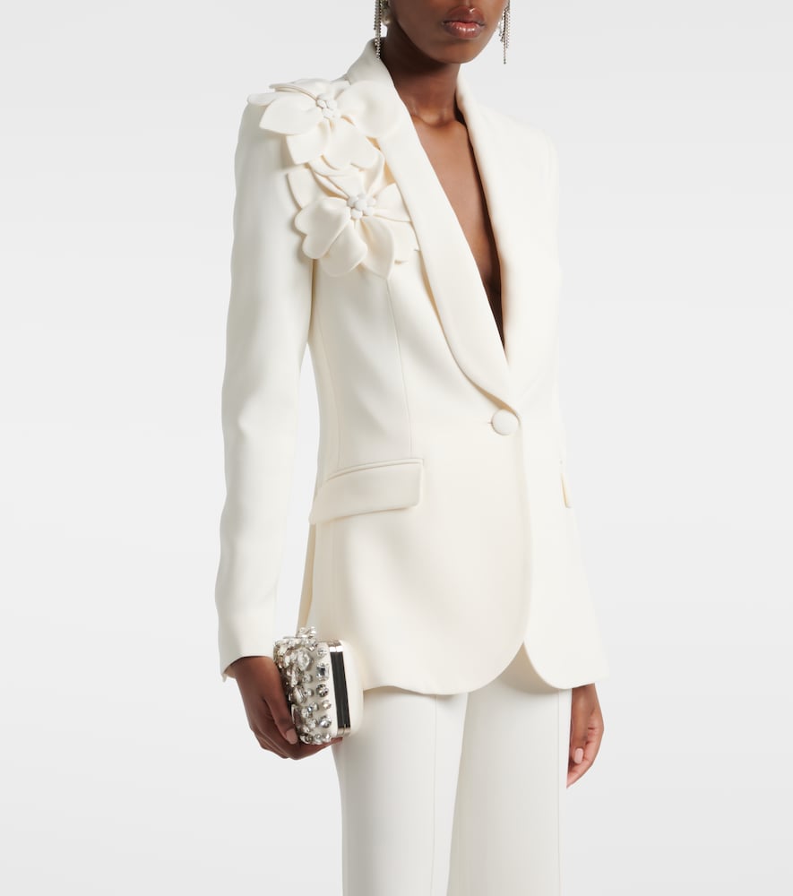 Floral-appliqué cady blazer
