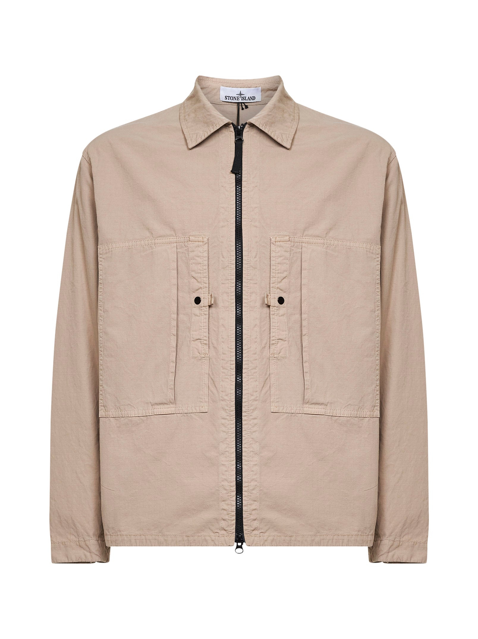 Mercerised Organic Cotton Overshirt — Beige