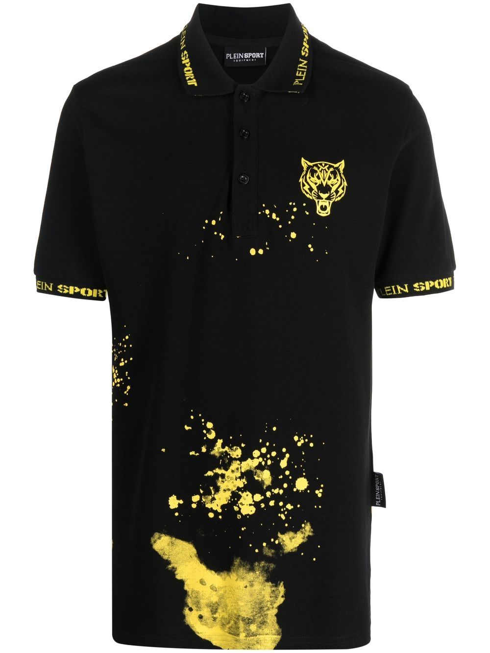 Paint splatter-print polo shirt - Black