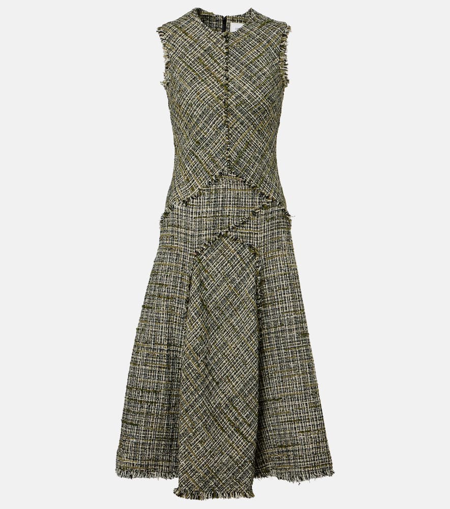 Draped tweed midi dress