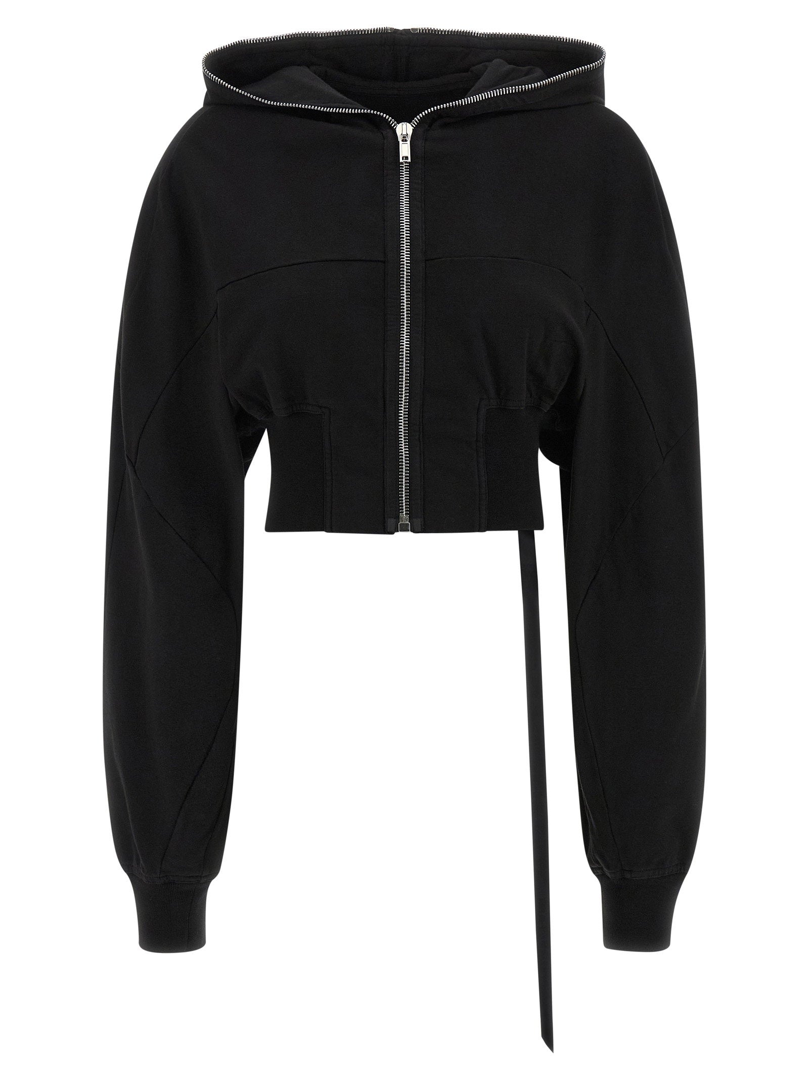 Cropped Compact Cotton Hoodie — Black