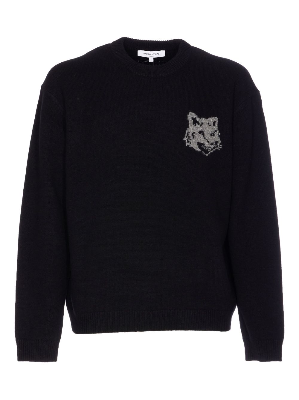 Fox Head Intarsia Sweater — Black