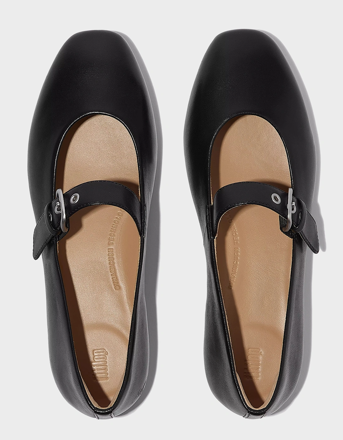 Women's FitFlop Delicato Womens Leather Mary Jane Shoes - All Black