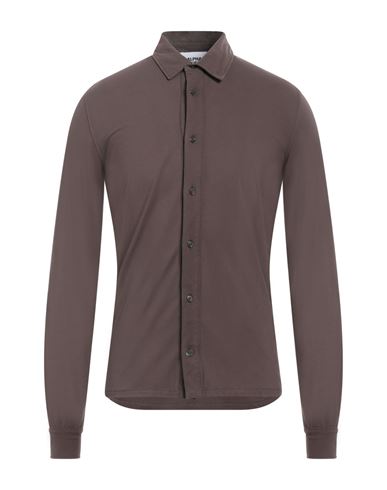 Man Shirt Chocolate brown Size 46 Cotton, Elastane