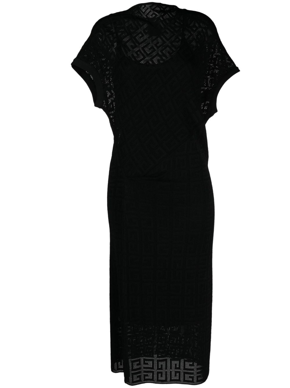 4G jacquard draped midi dress - Black