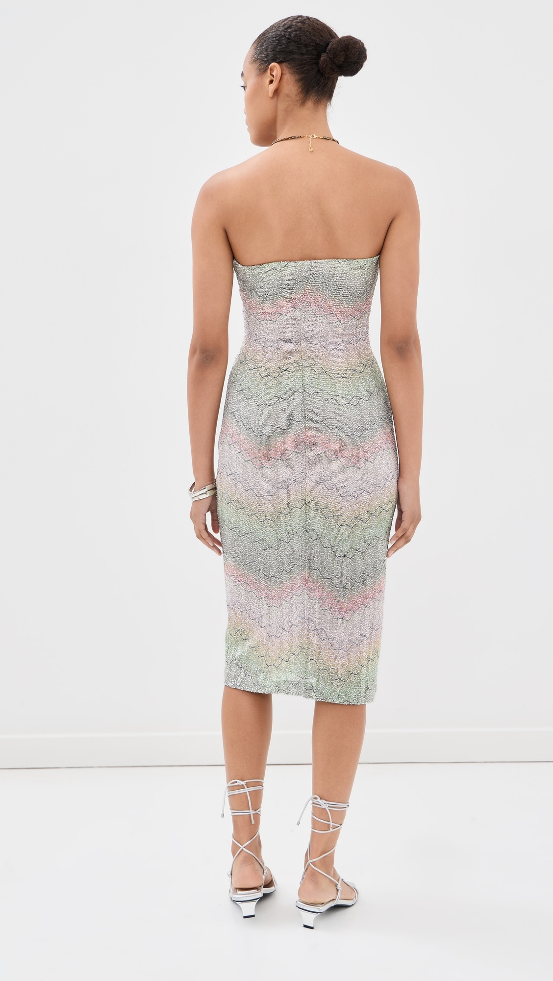 Sequin Midi Dress Multicolor Green/Pink/Orange