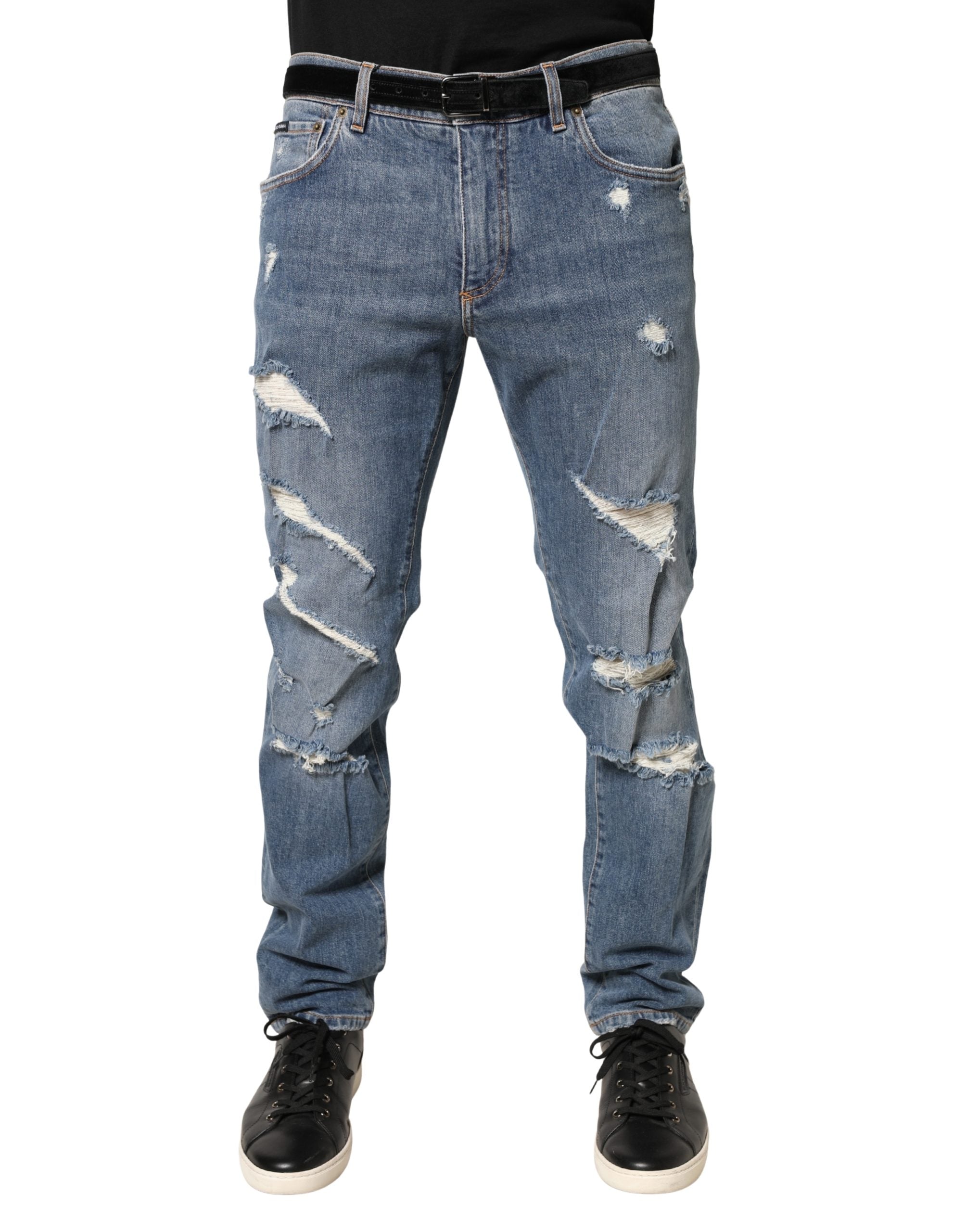Distressed Slim Fit Denim Jeans — Blue