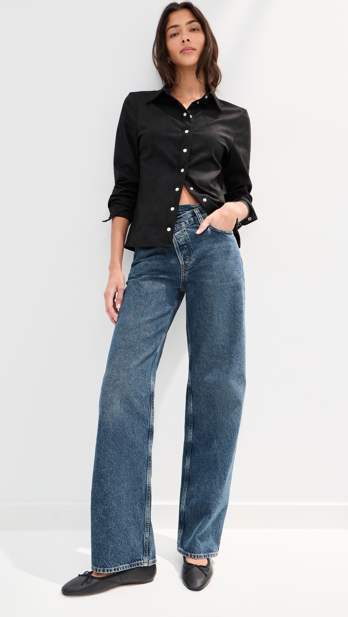 Jolene Faux Suede Shirt Black