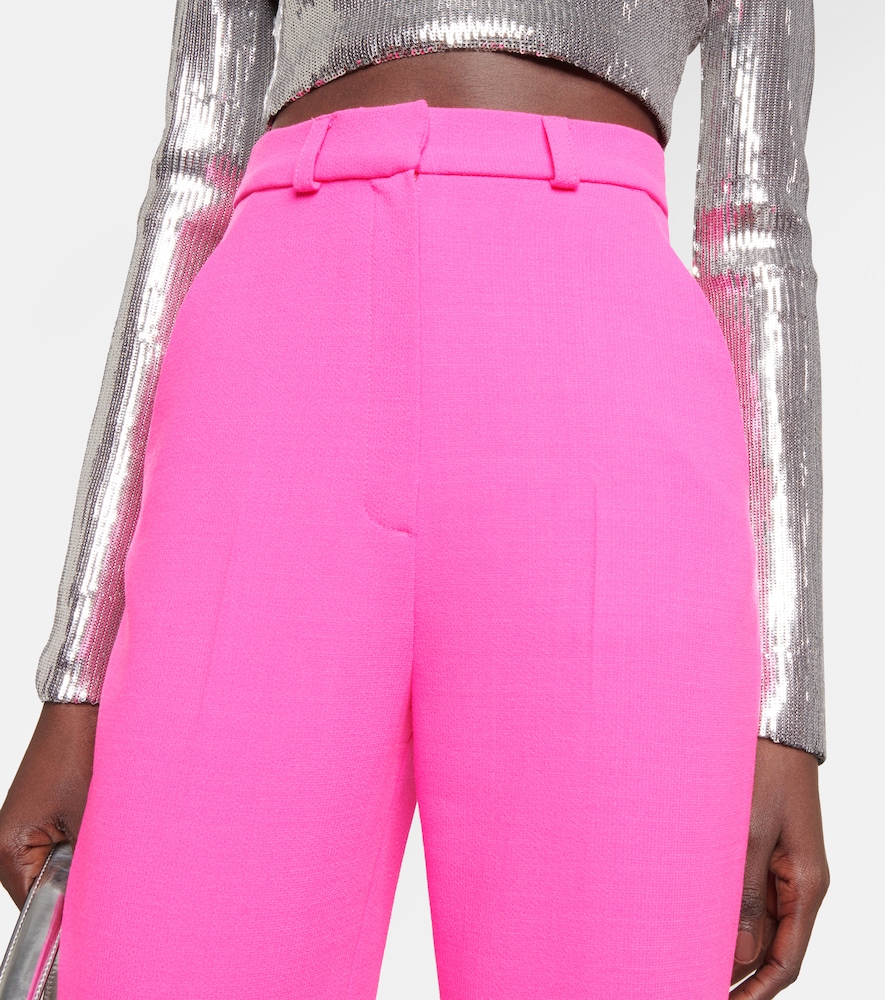 High-rise wide-leg wool-blend pants