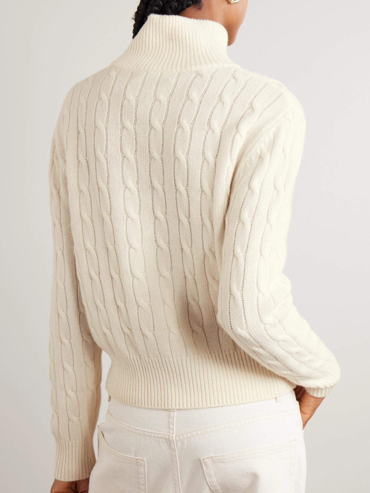 Patrizia Cable-knit Cashmere Turtleneck Sweater - Ivory