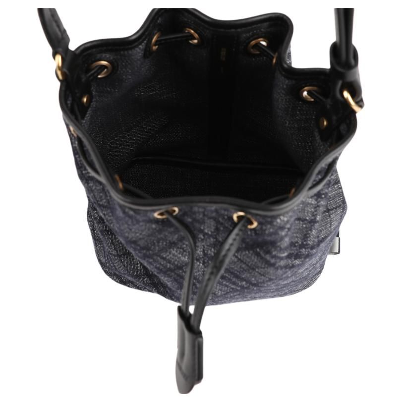 (WMNS) Drawstring Denim Bucket Bag 'Black'
