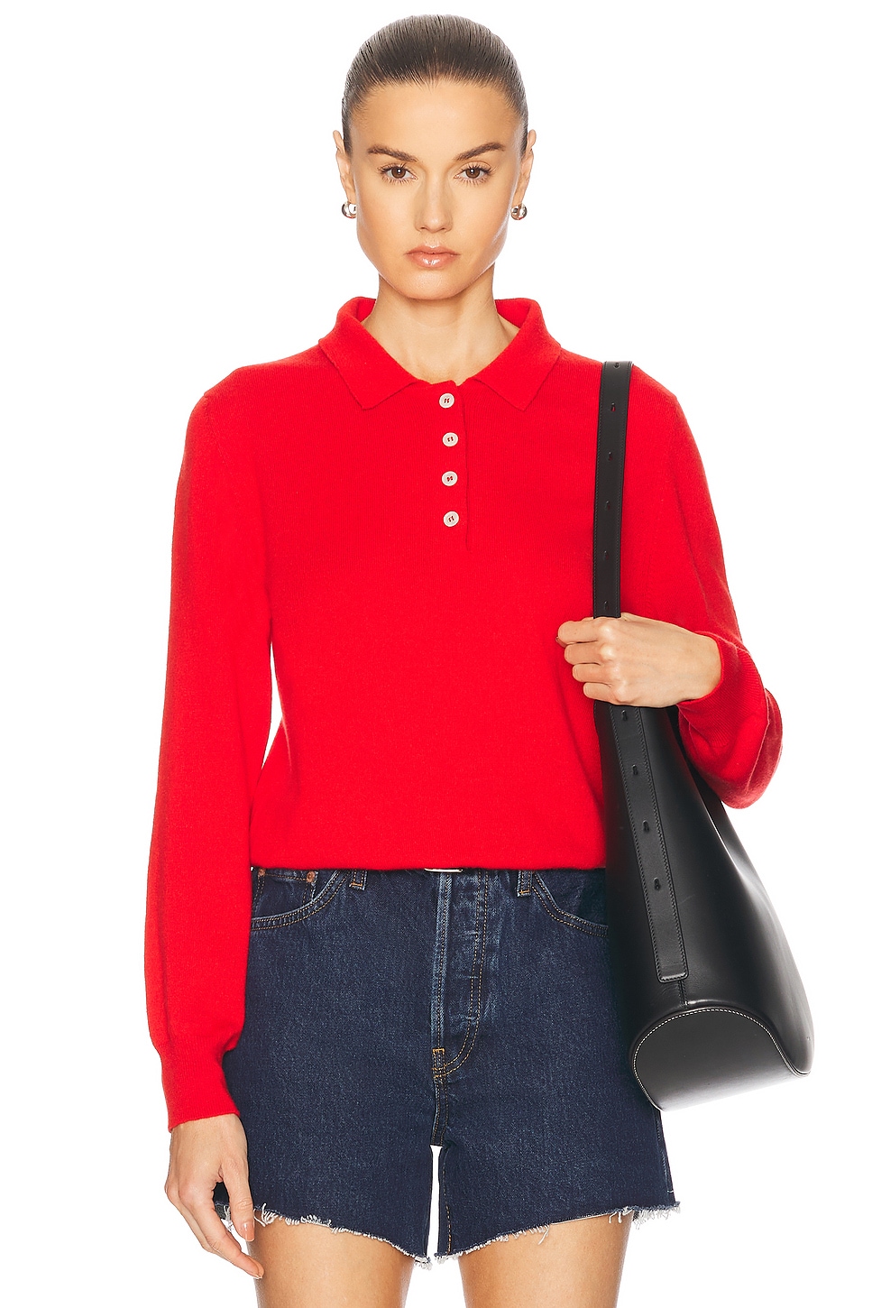 &Daughter Aiofe Polo Sweater in Poppy Red - Red.  XS also in L
