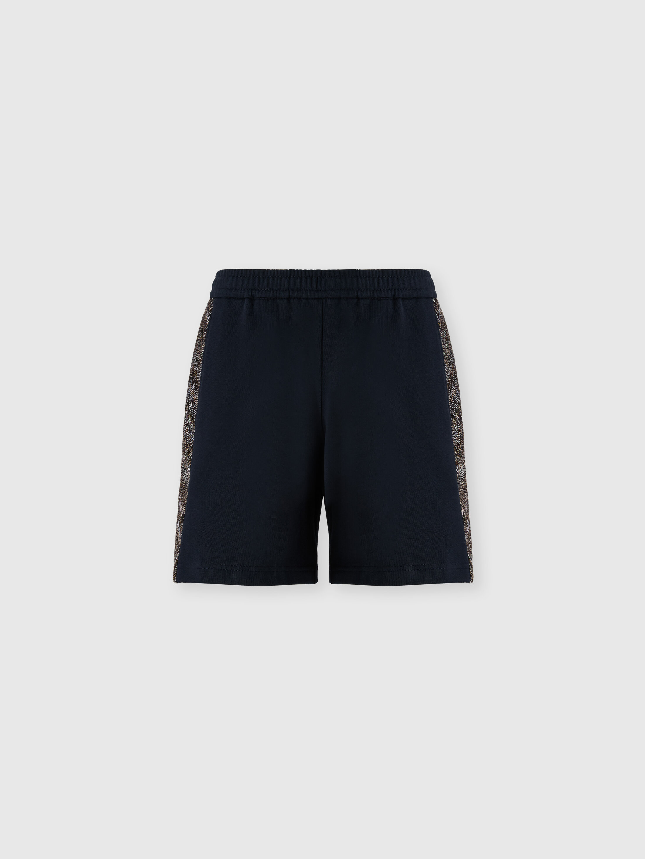 Missoni - Cotton fleece shorts with zigzag insert, Men, Beige& White