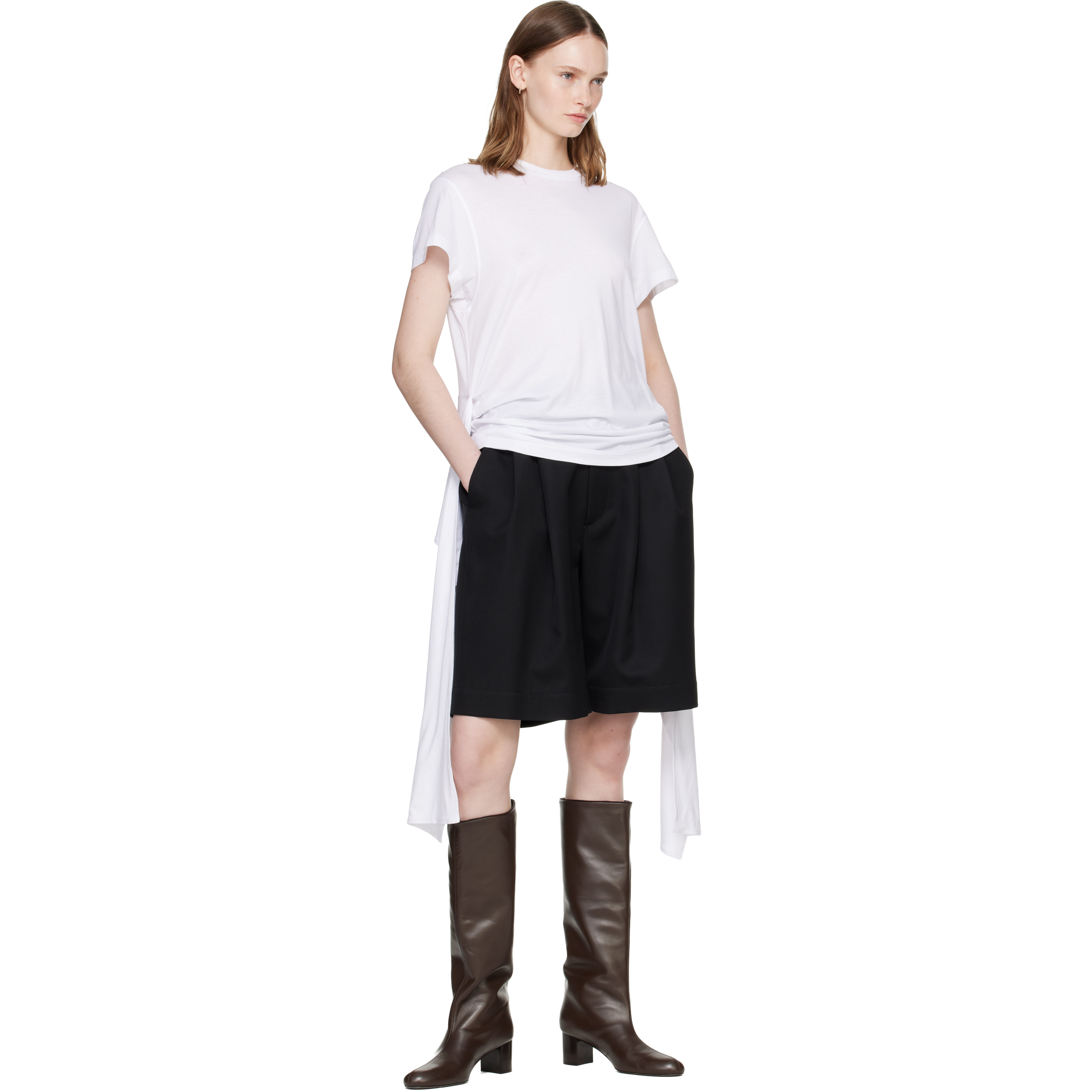 White Tie-Waist Jersey T-shirt
