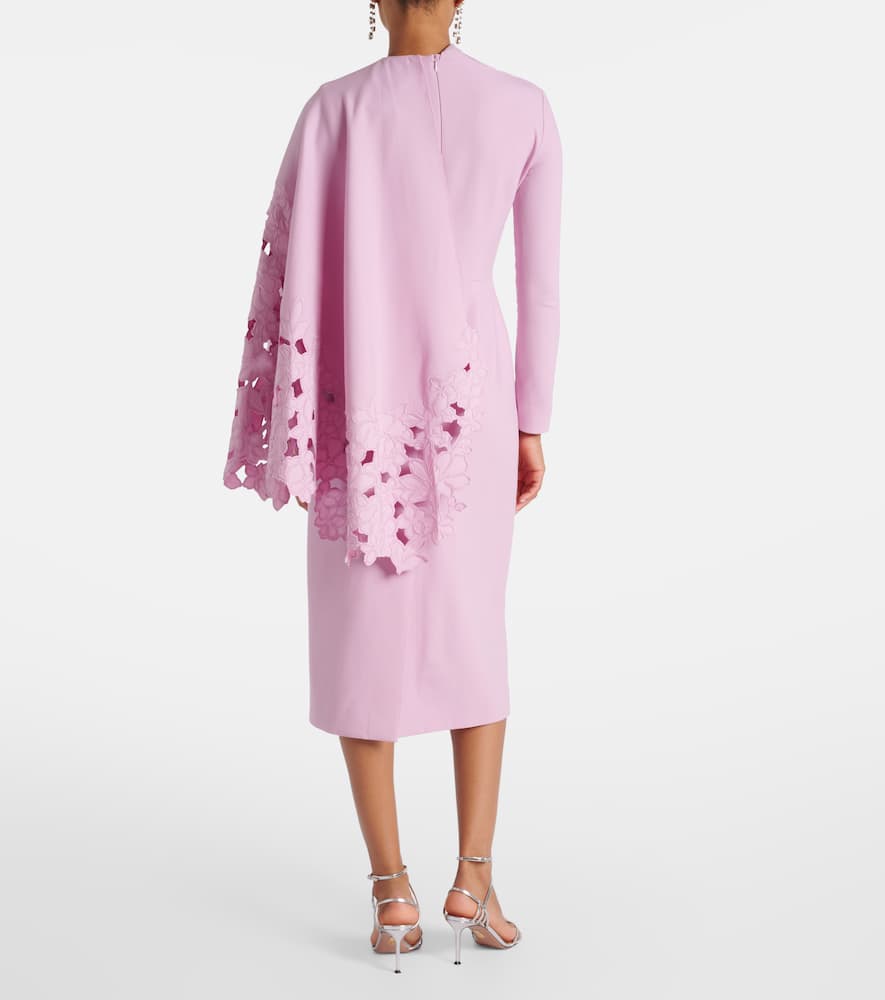 Cape-detail wool-blend midi dress