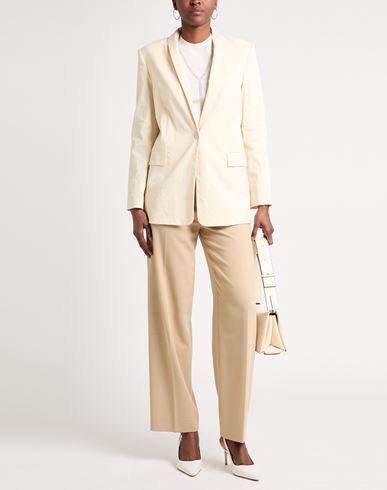 Woman Blazer Pastel yellow Size 4 Linen, Viscose, Elastane