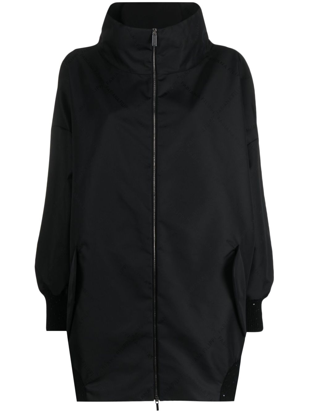 Funnel-neck coat - Black