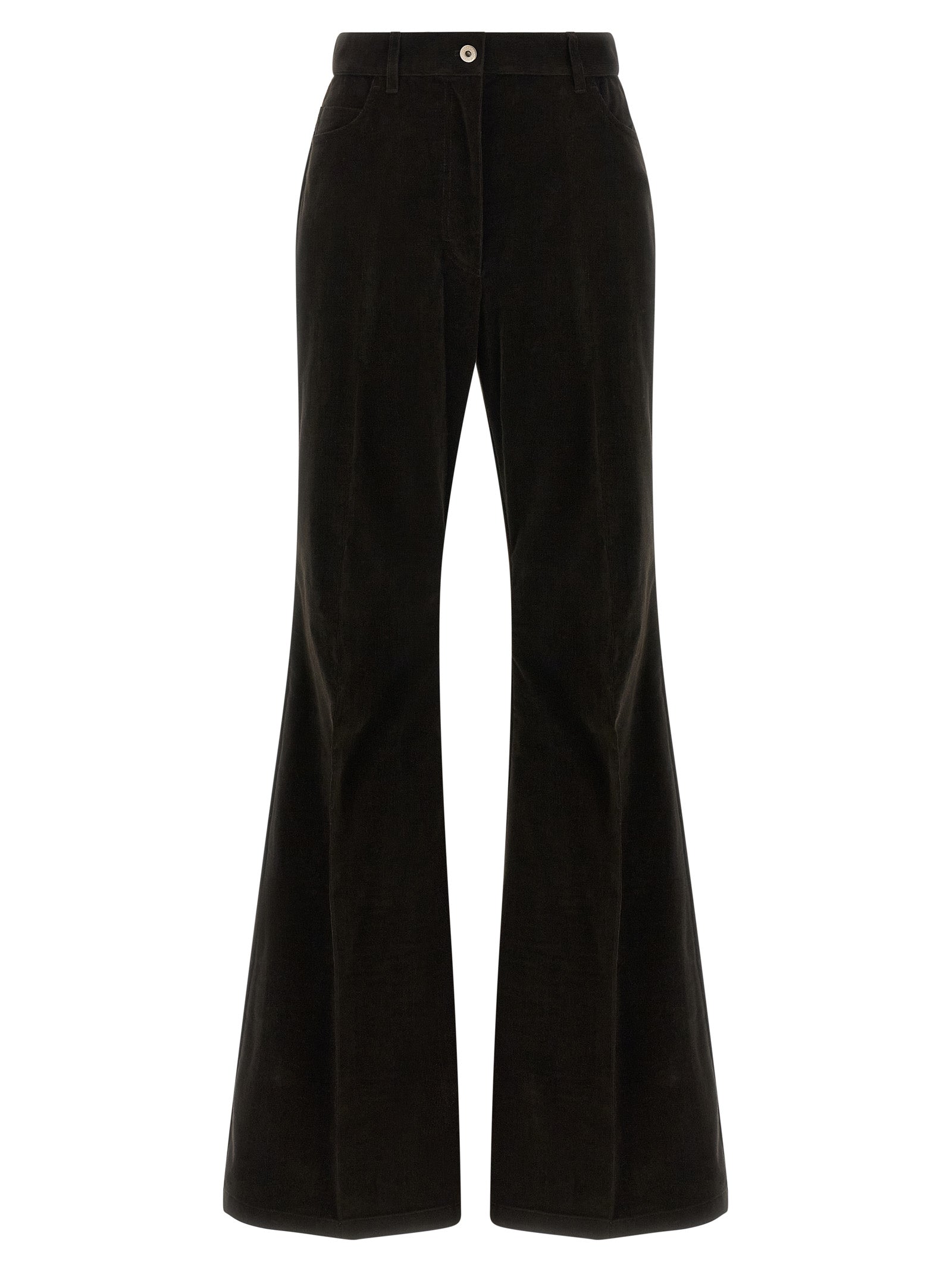 Cotton Flared Trousers — Brown