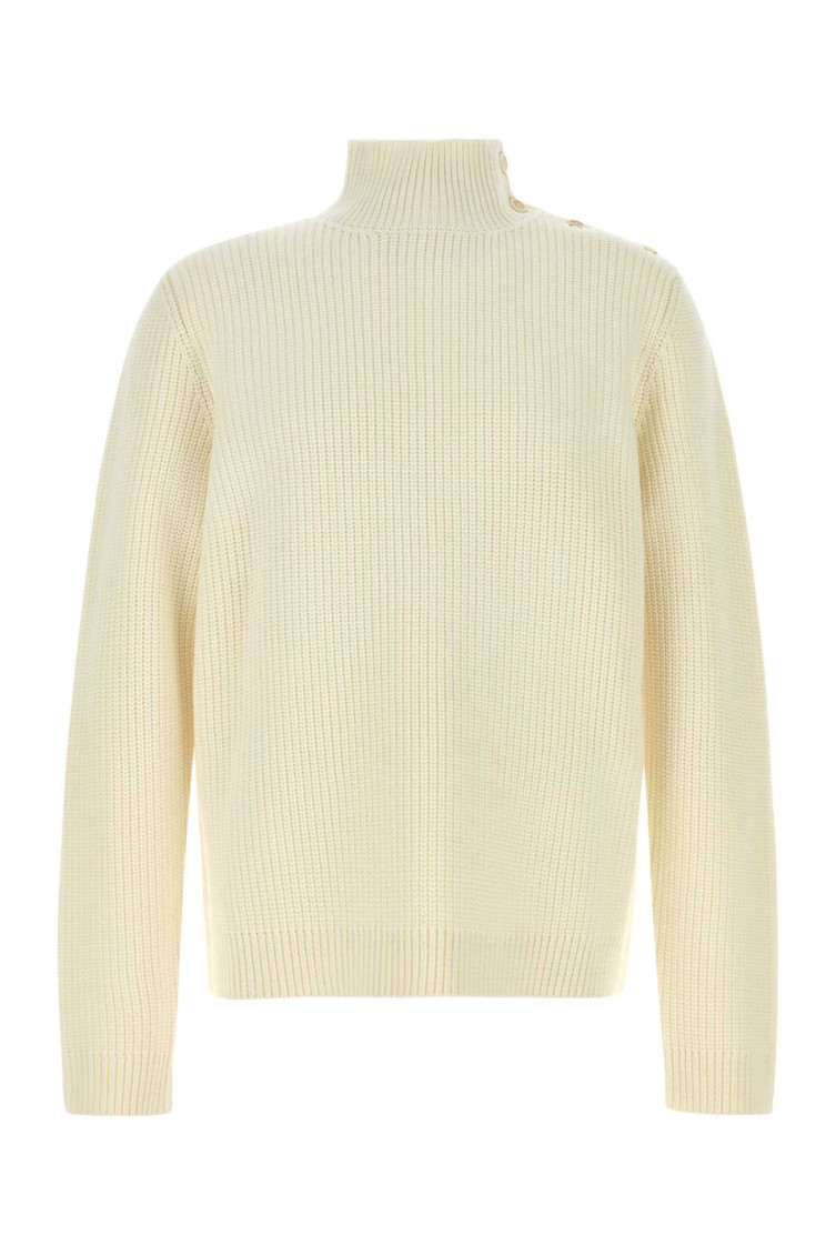 Buttoned High-neck Sweater