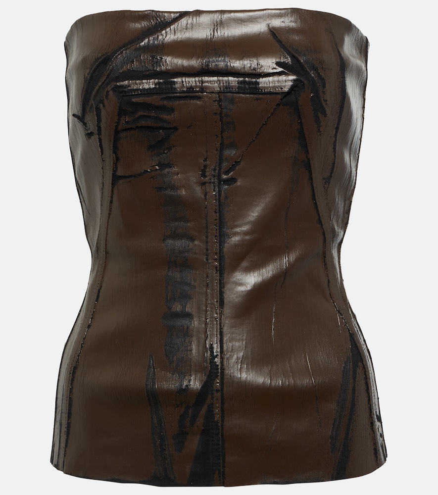Coated denim corset