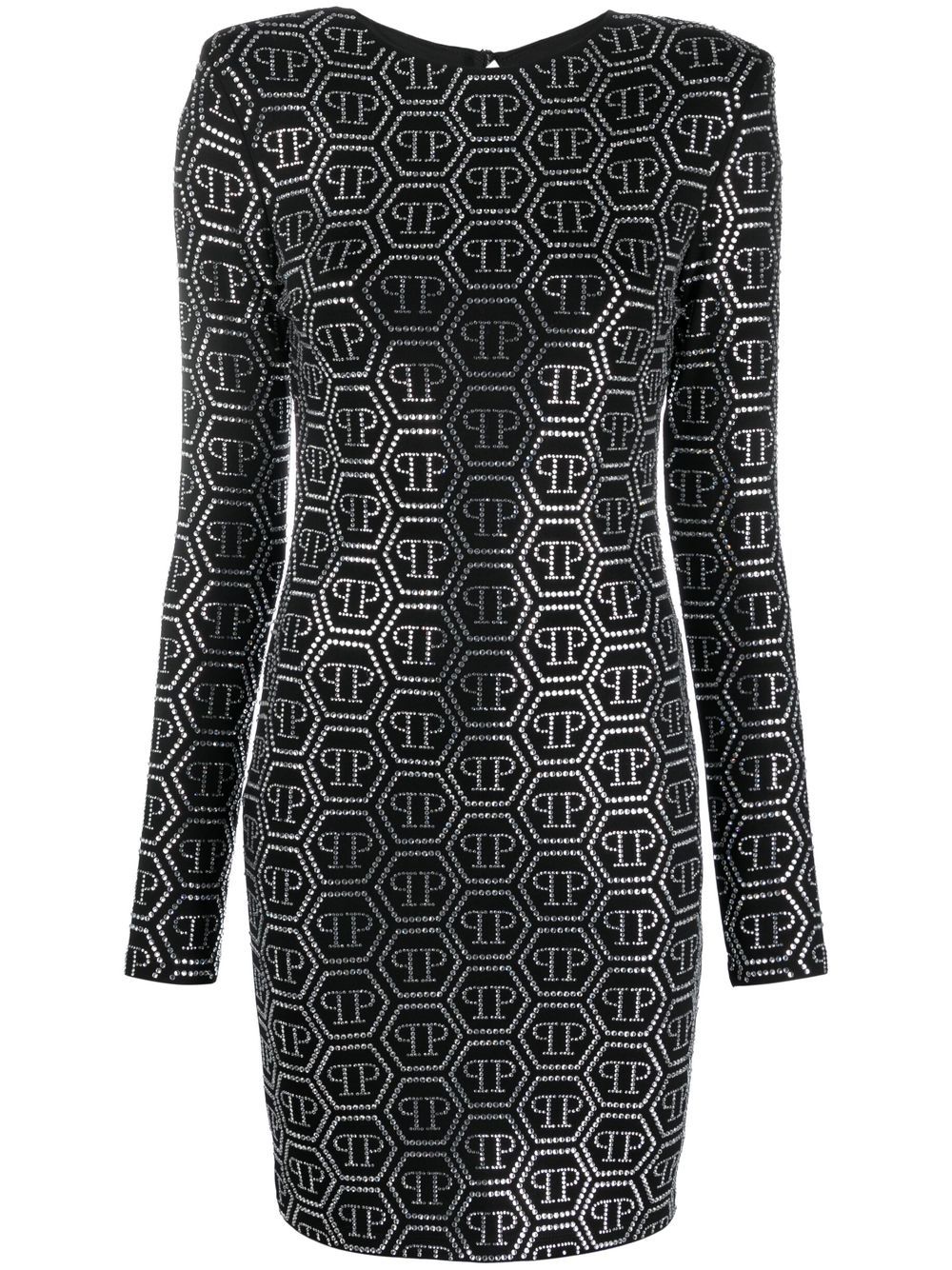 Sequin-embellished monogram mini dress - Black