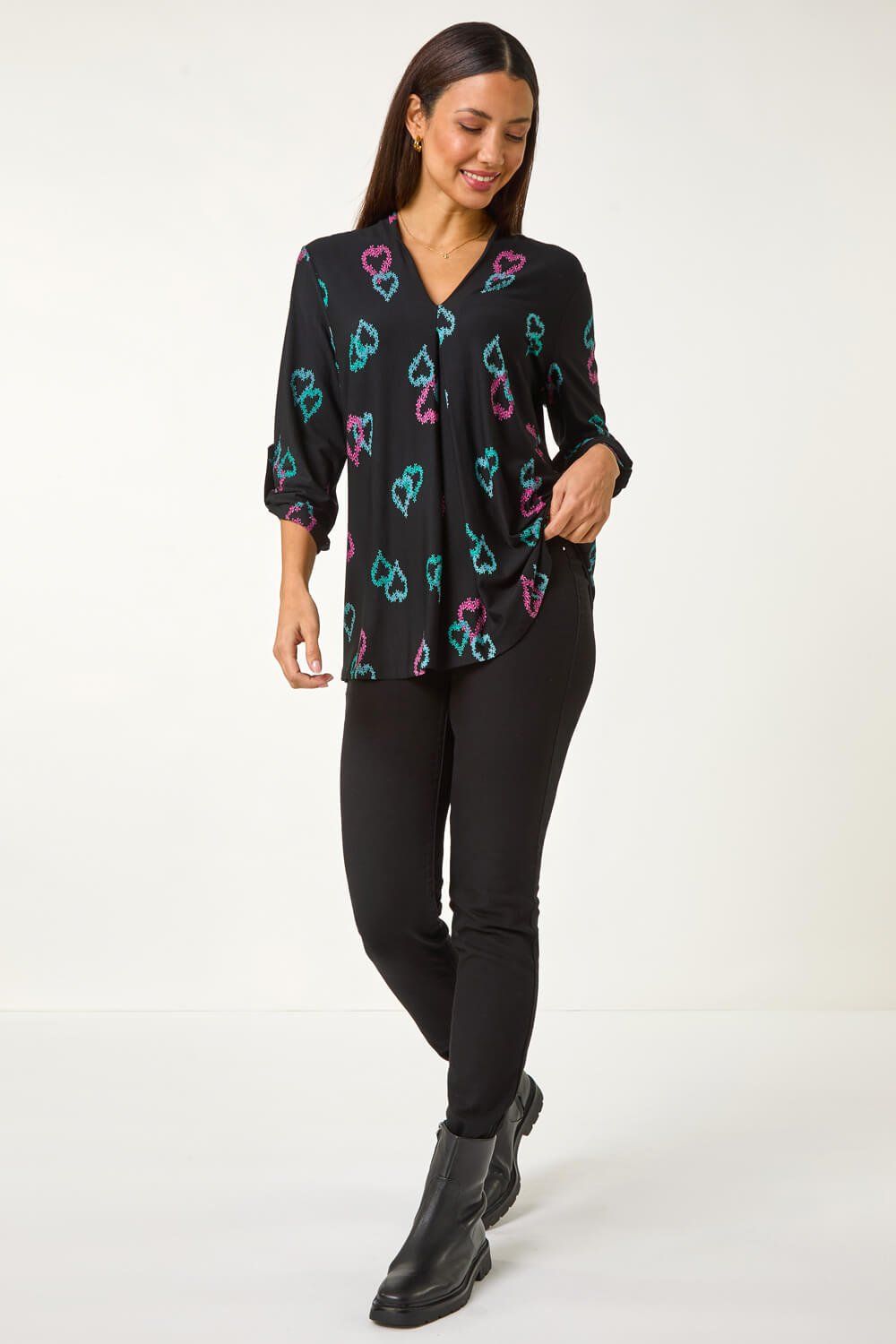 Heart Print Longline Blouse
