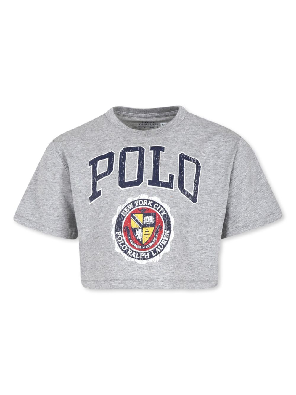 Cropped logo-print t-shirt - Grey