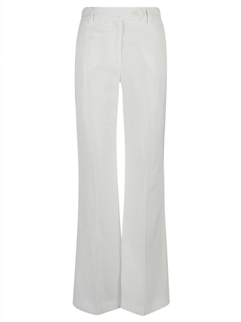 White Linen flared trousers