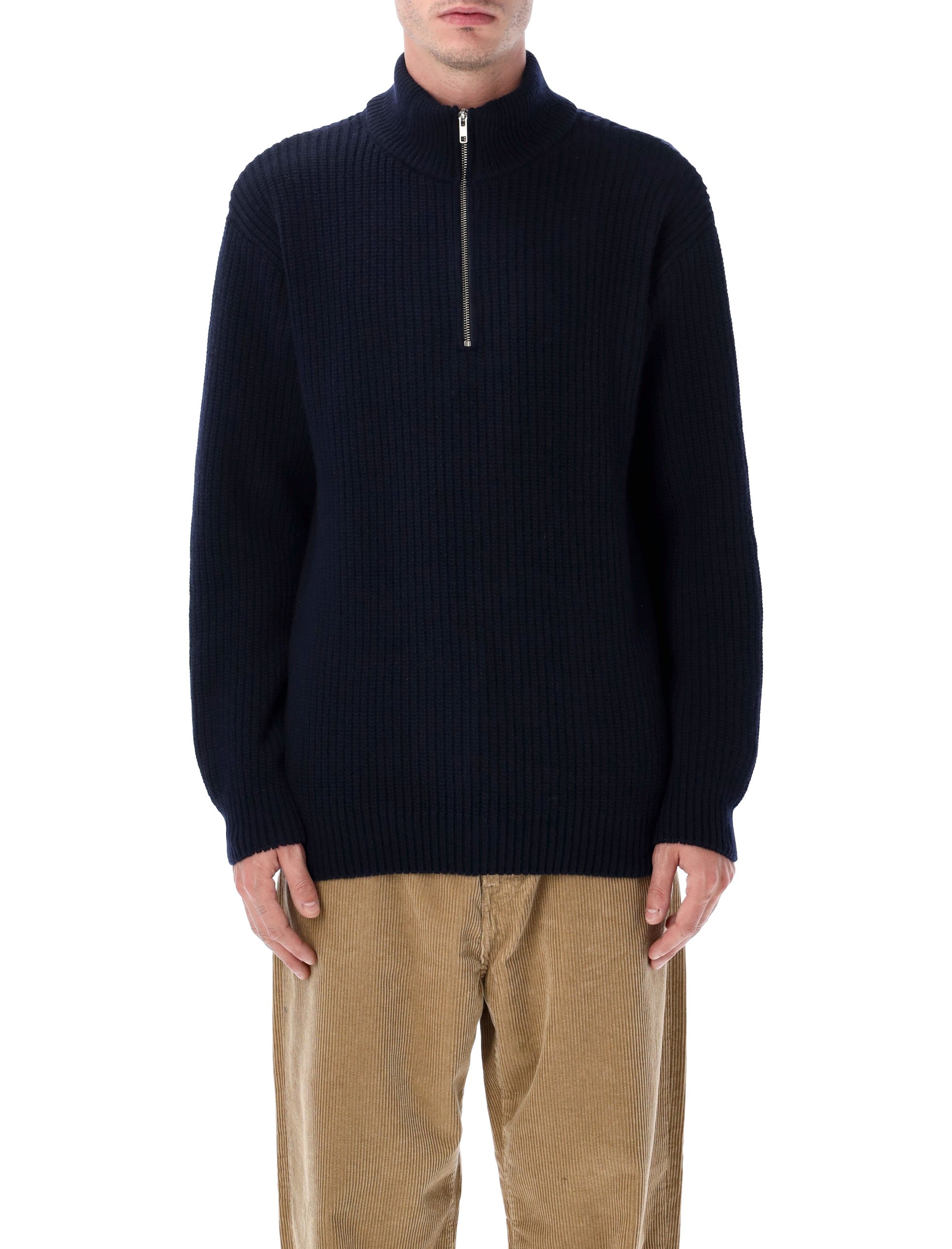 Oversized Recycled Merino Wool Quarter Zip Sweater - Size L