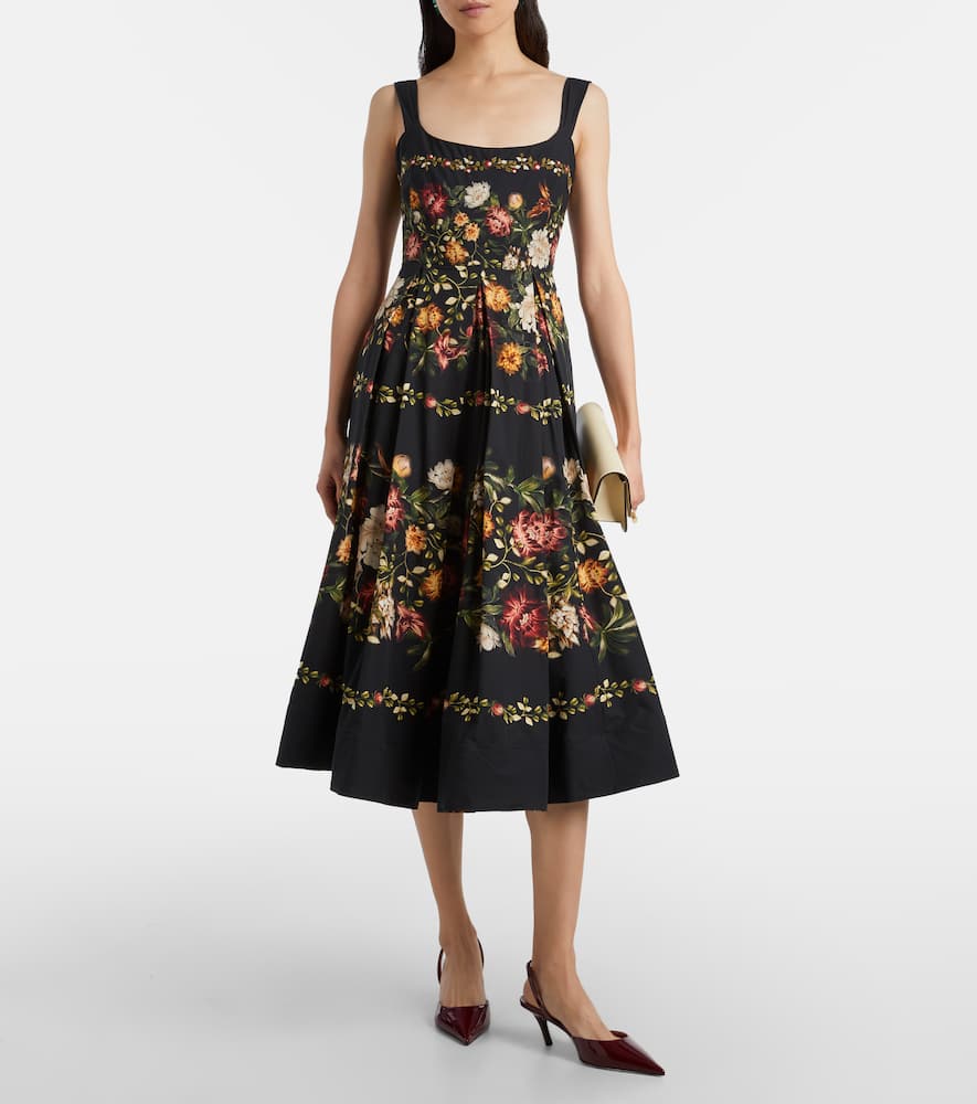 Alcaparra floral cotton midi dress
