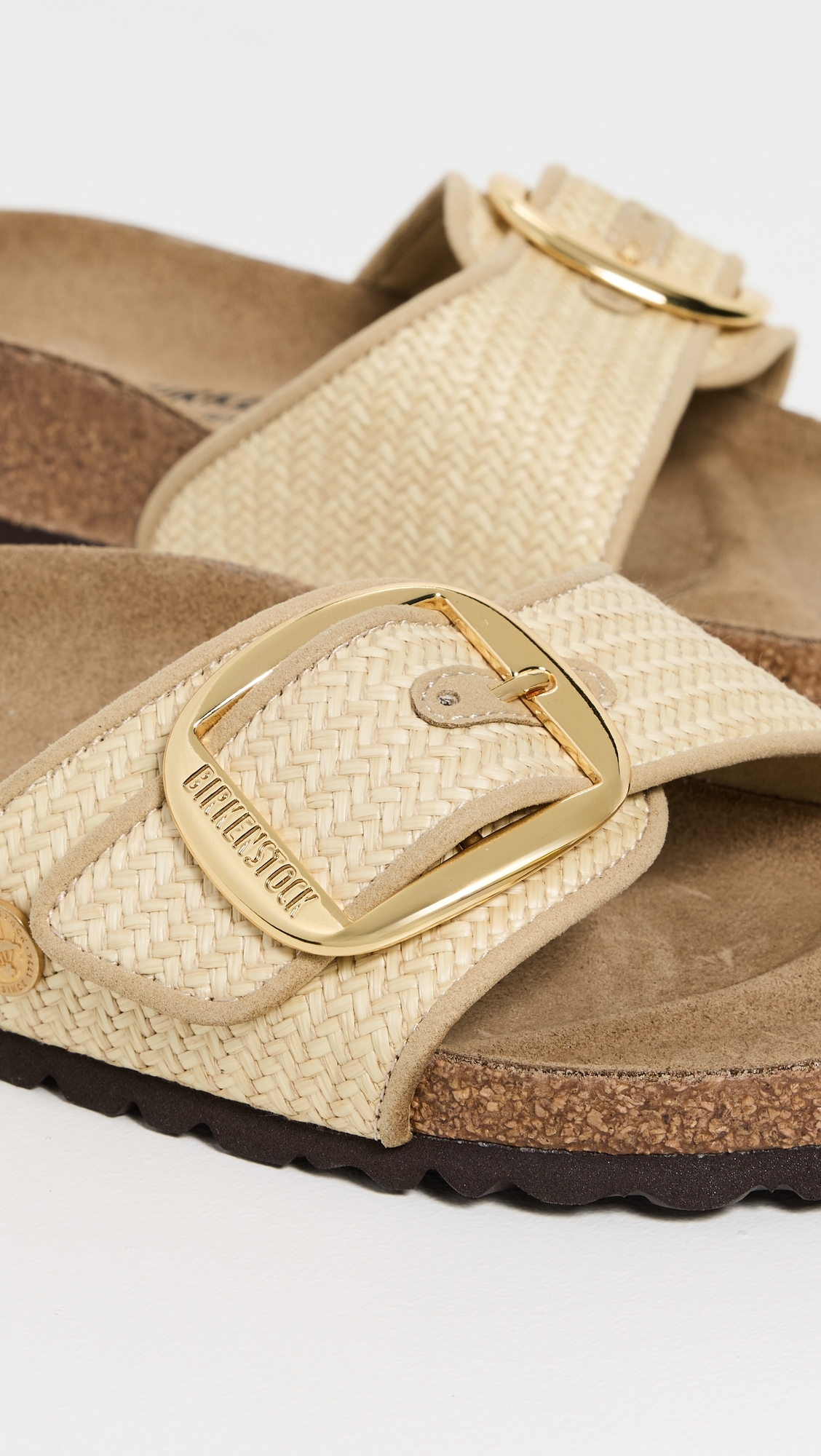 Madrid Big Buckle Raffia Sandals Natural