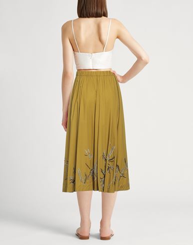 Forte_forte Woman Midi skirt Military green Size 1 Cotton, Brass, Glass, Resin, Acrylic