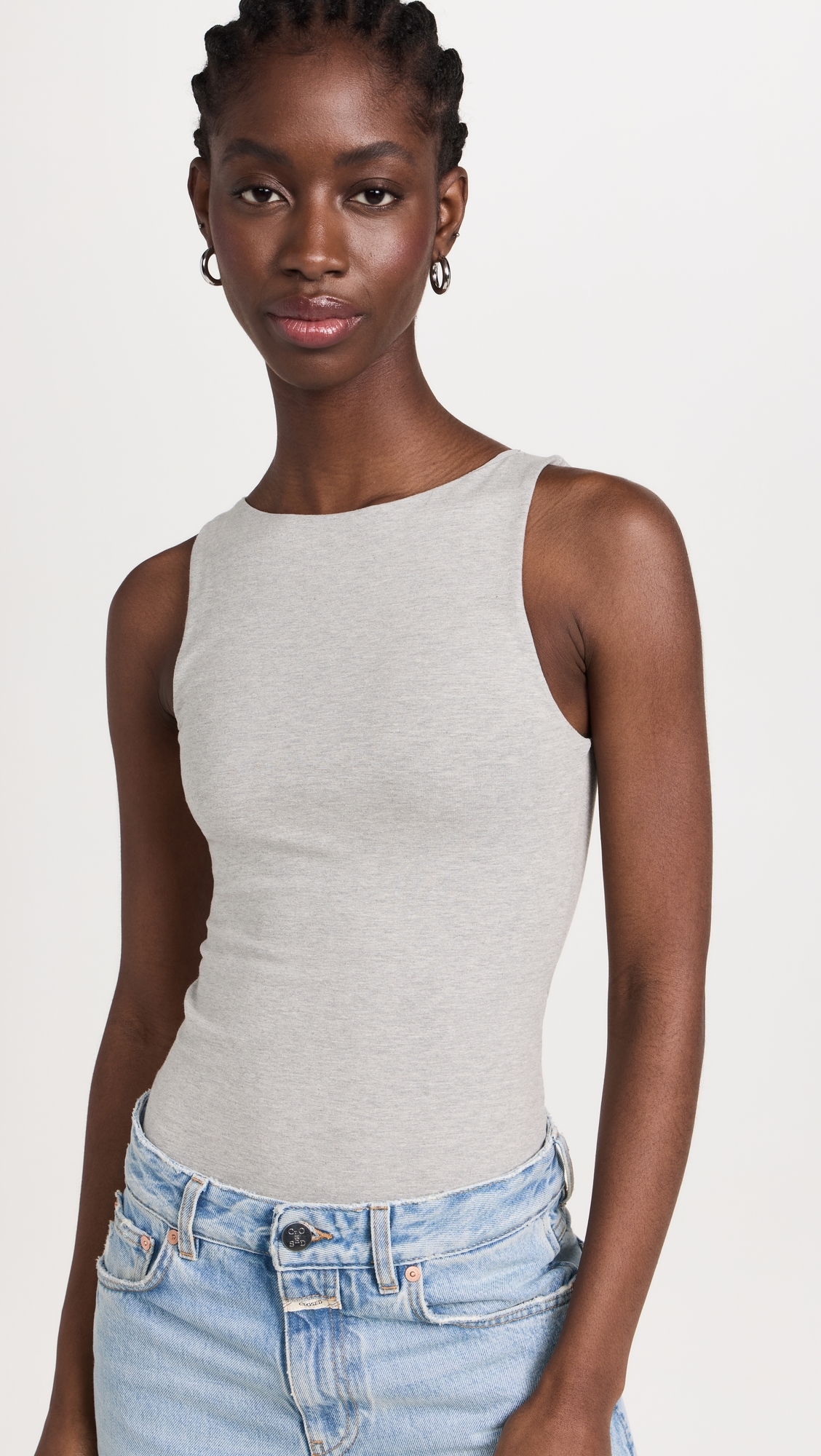 Ambitionist 여성 High Neck Tank Bodysuit Grey