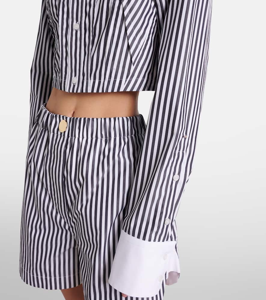 Cropped striped cotton poplin shirt
