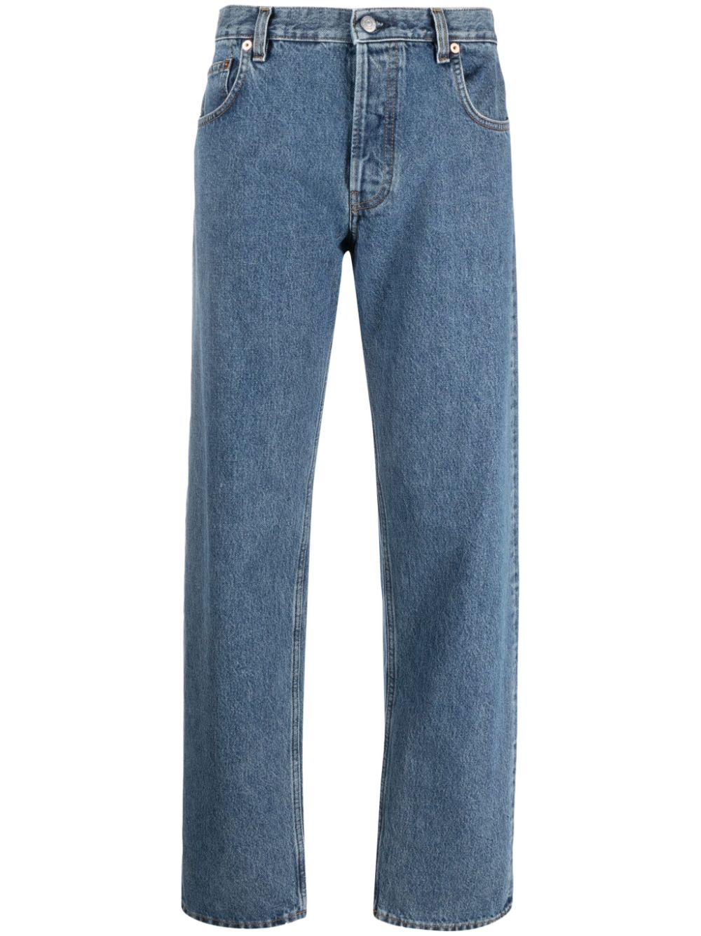 Logo-patch straight-leg jeans - Blue