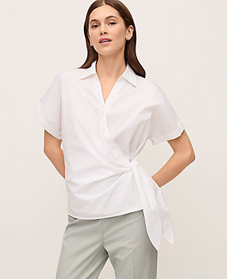 Ann Taylor Collared Tie Waist Top