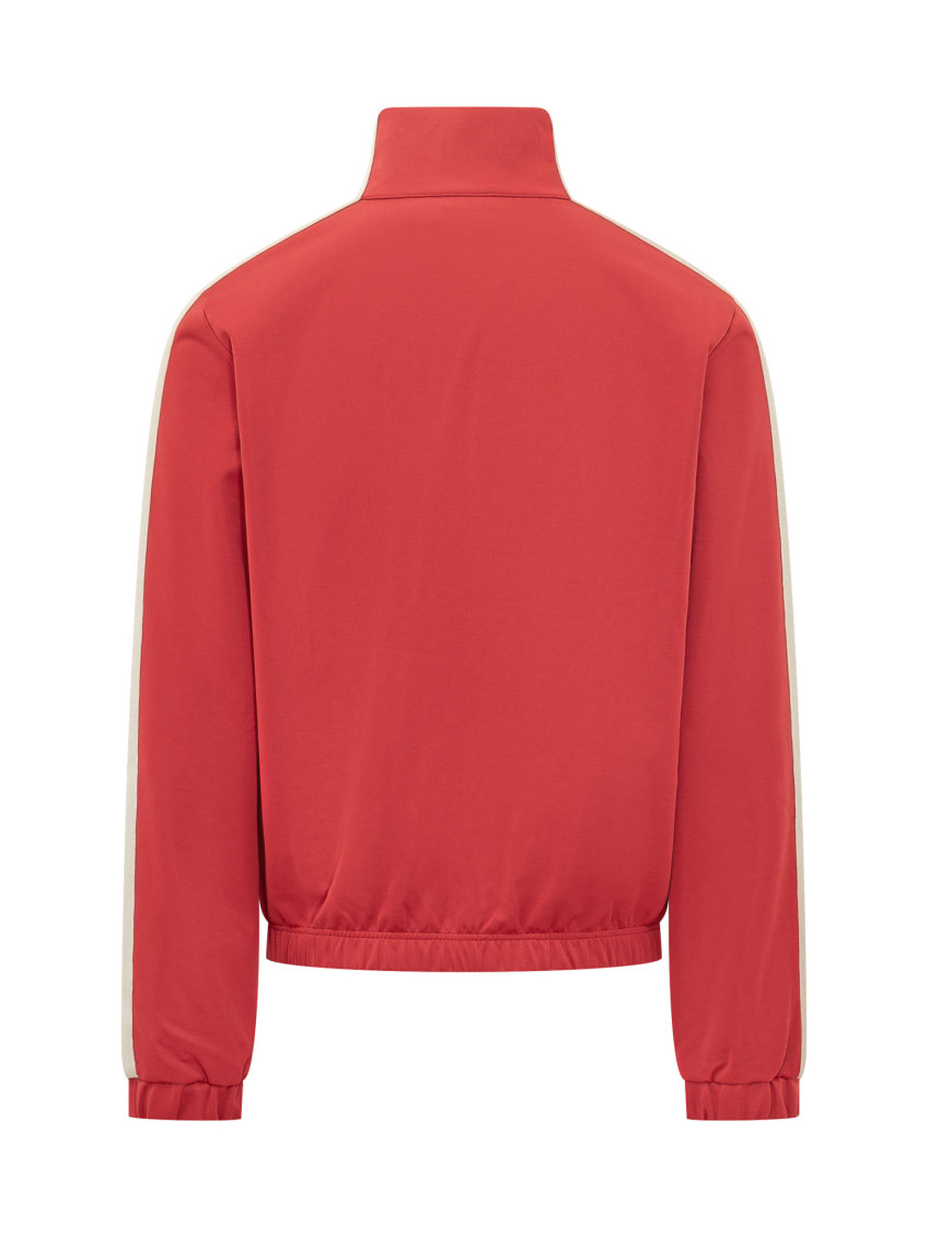 Red Solid Mock Collar Jacket