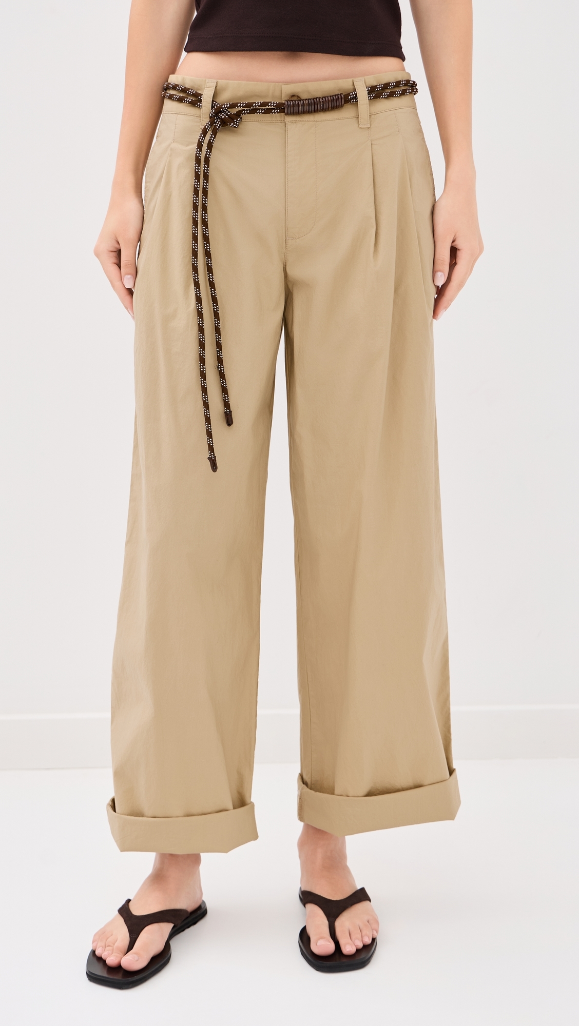 Poplin Pleated Trousers Fennel Seed