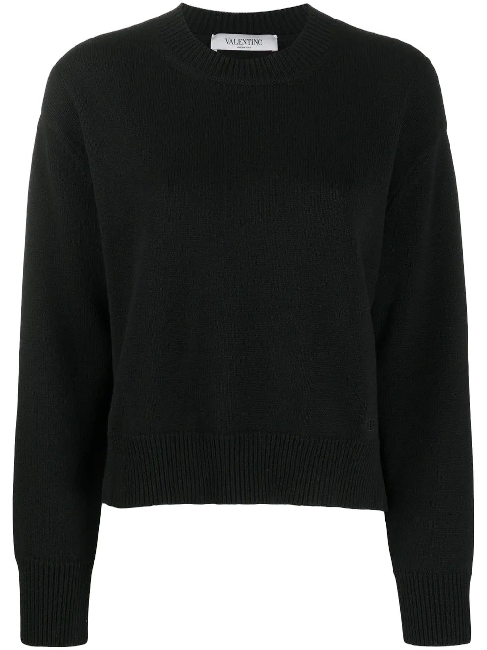 Crew-Neck Cashmere Sweater — Black