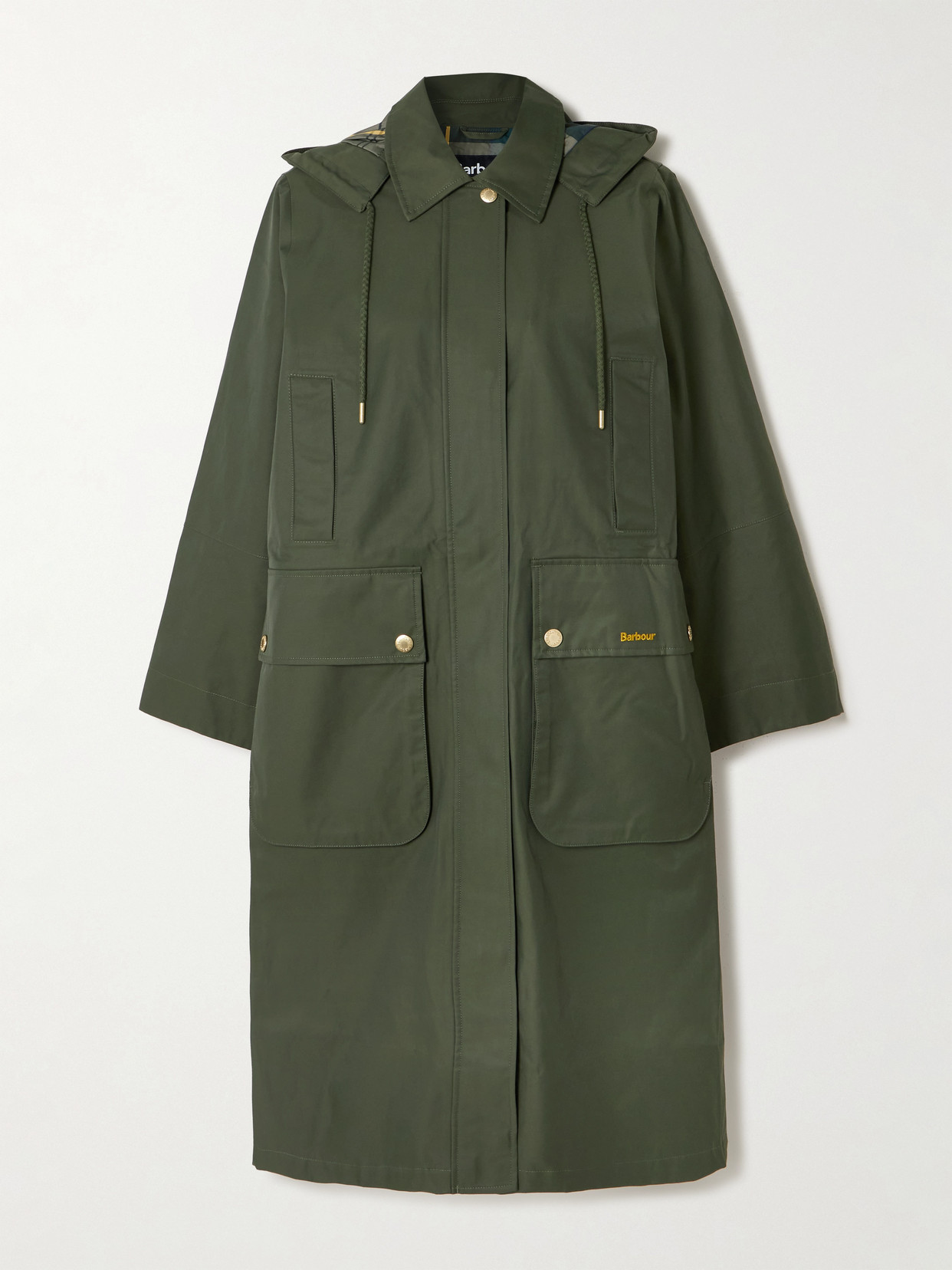 Maude Hooded Waxed Cotton-blend Coat - Green