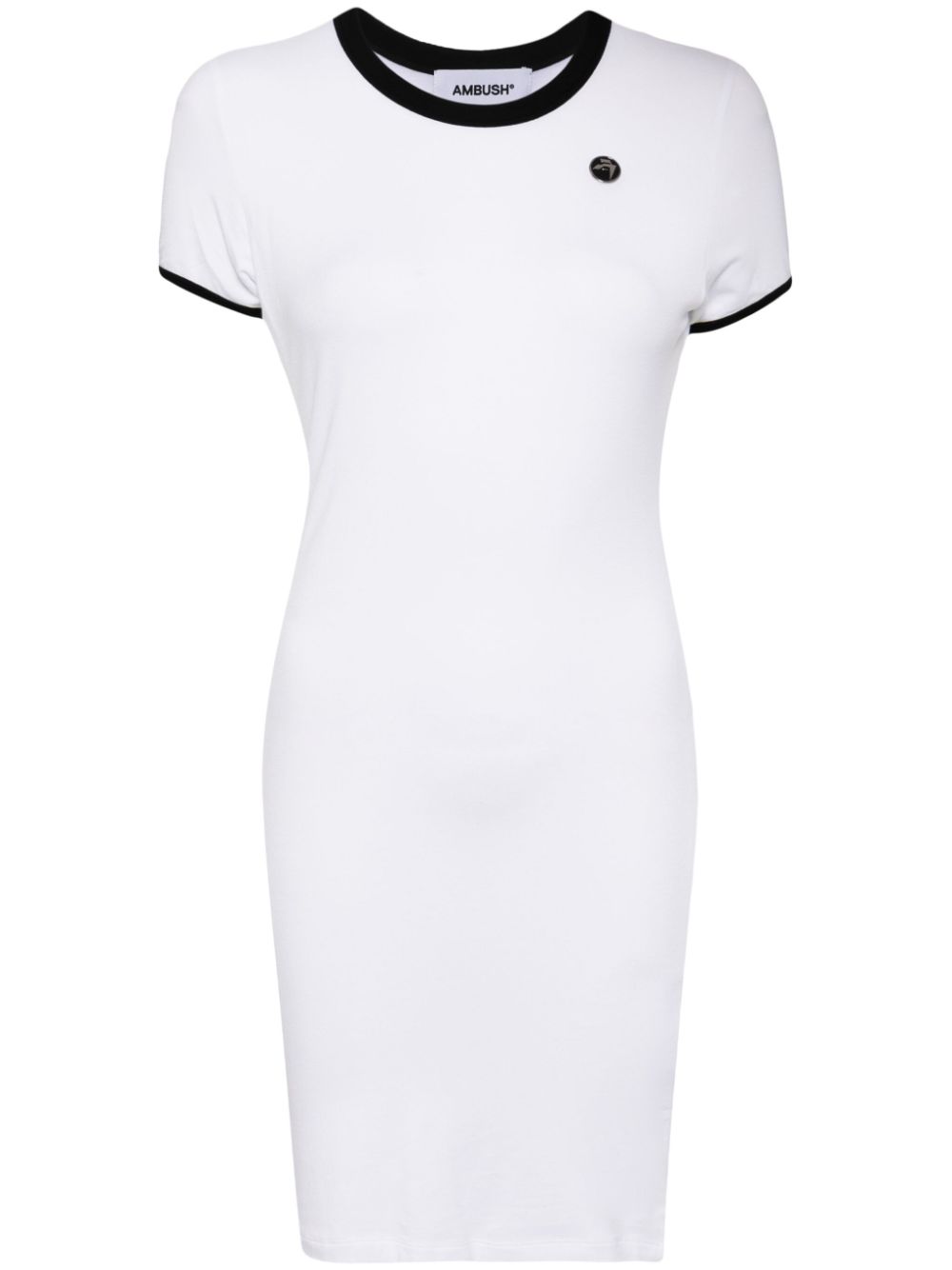 Logo-plaque fine-knit minidress - White