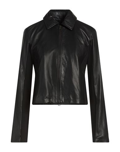 Woman Jacket Black Size L Leather, Viscose, Nylon, Elastane